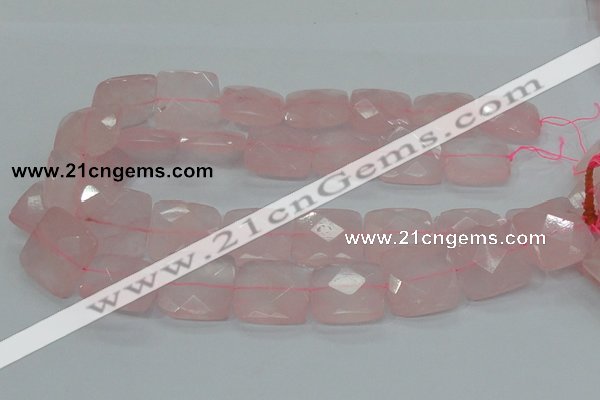 CRQ102 15.5 inches 25*25mm faceted square natural rose quartz beads