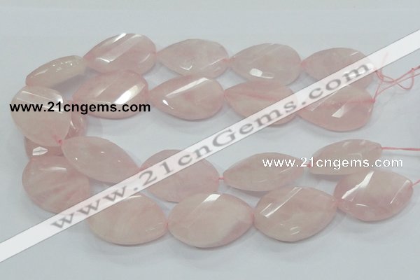 CRQ103 15.5 inches 30*40mm twisted teardrop natural rose quartz beads