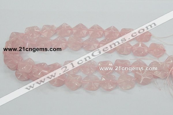 CRQ104 15.5 inches 20*20mm lotus shaped natural rose quartz beads