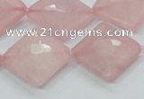 CRQ107 15.5 inches 20*20mm faceted diamond natural rose quartz beads