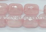 CRQ109 15.5 inches 20*20mm faceted square natural rose quartz beads