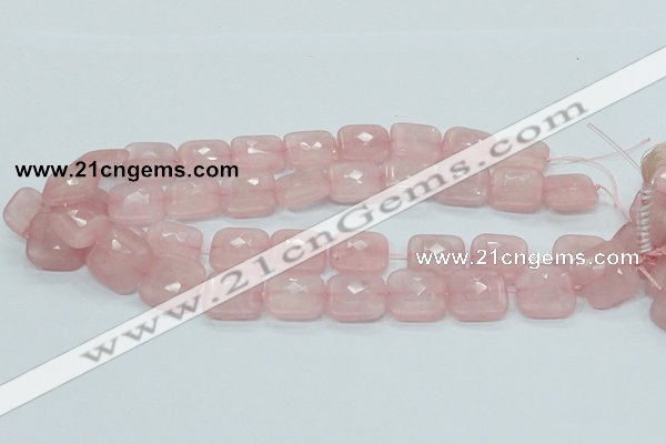 CRQ109 15.5 inches 20*20mm faceted square natural rose quartz beads