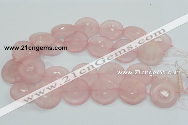 CRQ111 15.5 inches 30mm faceted coin natural rose quartz beads