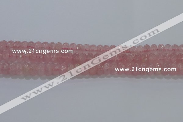 CRQ117 15.5 inches 6*10mm faceted rondelle rose quartz beads