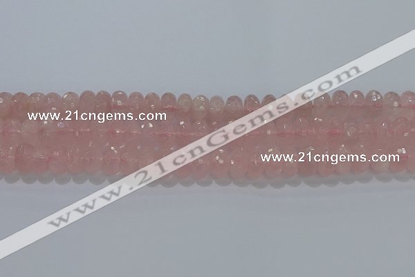 CRQ118 15.5 inches 7*12mm faceted rondelle rose quartz beads