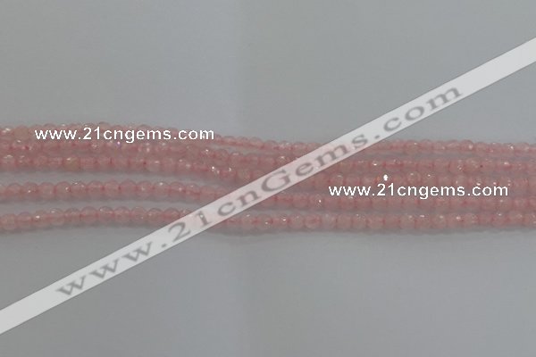 CRQ128 15.5 inches 4mm faceted round natural rose quartz beads