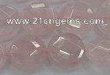 CRQ139 15.5 inches 15mm faceted coin natural rose quartz beads