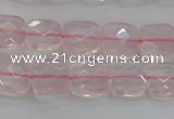 CRQ153 15.5 inches 8mm faceted square natural rose quartz beads