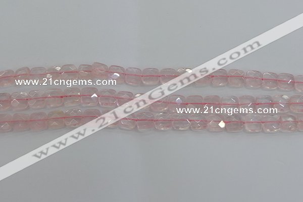 CRQ153 15.5 inches 8mm faceted square natural rose quartz beads