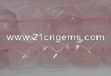 CRQ155 15.5 inches 12mm faceted square natural rose quartz beads