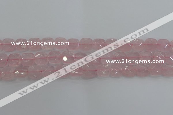 CRQ155 15.5 inches 12mm faceted square natural rose quartz beads