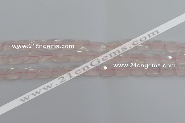 CRQ164 15.5 inches 10*14mm faceted rectangle natural rose quartz beads