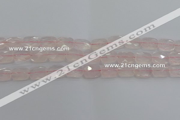 CRQ165 15.5 inches 12*16mm faceted rectangle natural rose quartz beads