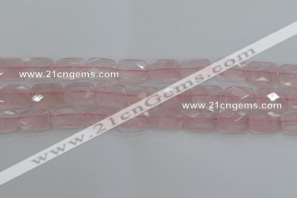 CRQ166 15.5 inches 13*18mm faceted rectangle natural rose quartz beads