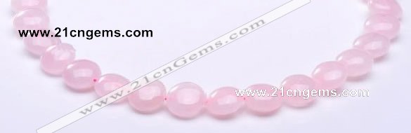 CRQ18 8*14mm flat round natural rose quartz beads wholesale