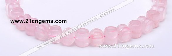 CRQ19 12*12mm dumbbell-shaped natural rose quartz bead Wholesale