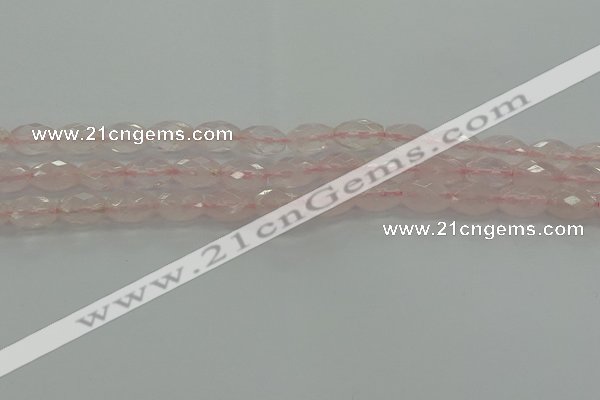 CRQ192 15.5 inches 8*12mm faceted rice natural rose quartz beads