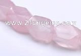 CRQ20 faceted brick shape natural rose quartz beads Wholesale