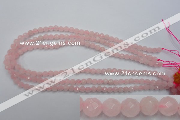 CRQ261 15.5 inches 6mm faceted round rose quartz beads