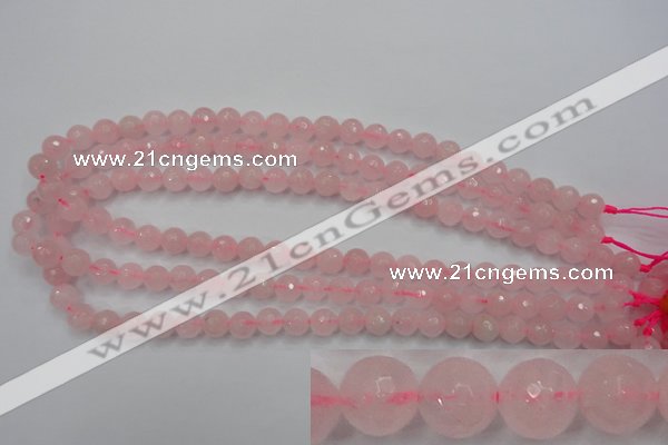 CRQ262 15.5 inches 8mm faceted round rose quartz beads