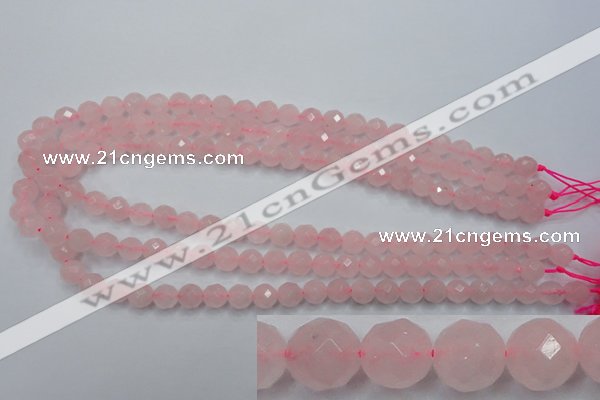 CRQ263 15.5 inches 8mm faceted round rose quartz beads