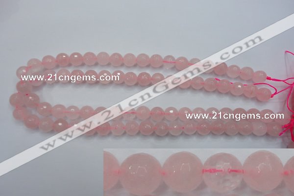 CRQ264 15.5 inches 10mm faceted round rose quartz beads