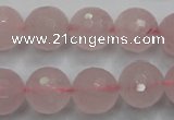 CRQ268 15.5 inches 14mm faceted round rose quartz beads