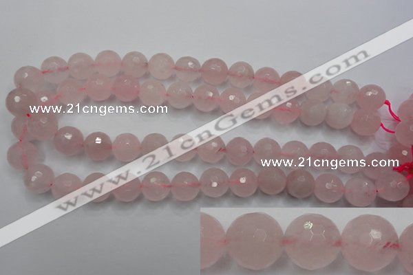 CRQ268 15.5 inches 14mm faceted round rose quartz beads