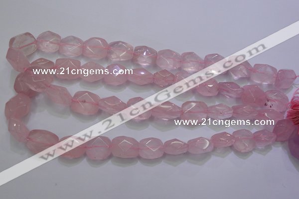 CRQ275 12*15mm – 15*19mm faceted nuggets rose quartz beads