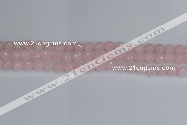 CRQ282 15.5 inches 8mm faceted round rose quartz beads wholesale