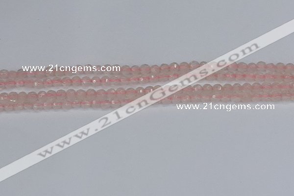 CRQ288 15.5 inches 4mm faceted round rose quartz gemstone beads