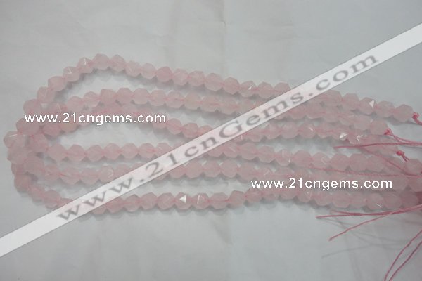 CRQ301 15 inches 8mm faceted nuggets rose quartz beads