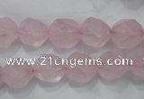 CRQ303 15 inches 12mm faceted nuggets rose quartz beads