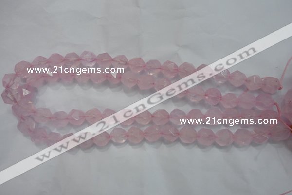 CRQ303 15 inches 12mm faceted nuggets rose quartz beads