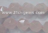 CRQ304 15 inches 14mm faceted nuggets rose quartz beads