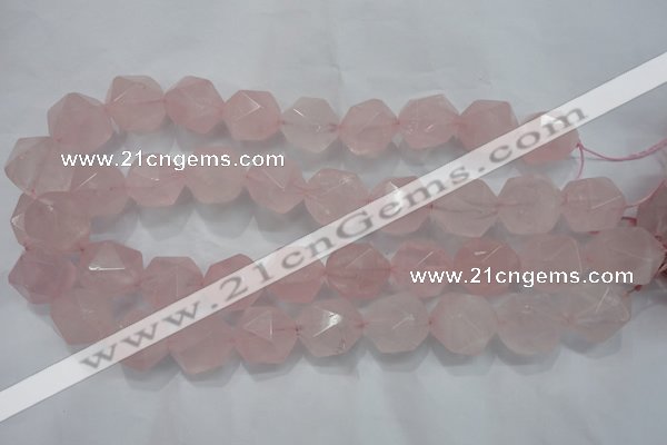 CRQ306 15 inches 18mm faceted nuggets rose quartz beads