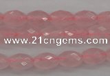 CRQ350 15.5 inches 6*9mm faceted rice rose quartz beads