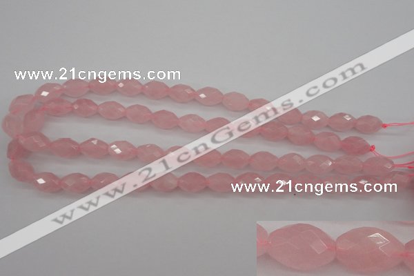 CRQ352 15.5 inches 10*14mm faceted rice rose quartz beads