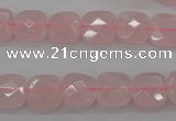 CRQ366 15.5 inches 10*10mm faceted square rose quartz beads