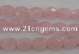 CRQ372 15.5 inches 8*10mm faceted oval rose quartz beads wholesale