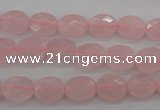 CRQ372 15.5 inches 8*10mm faceted oval rose quartz beads wholesale