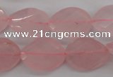 CRQ375 15.5 inches 15*20mm faceted & twisted oval rose quartz beads