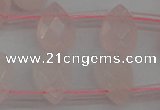 CRQ378 15.5 inches 8*12mm faceted briolette rose quartz beads