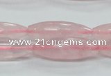 CRQ40 15.5 inches 10*30mm faceted rice natural rose quartz beads