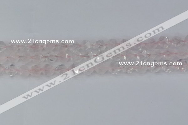 CRQ402 15.5 inches 8mm faceted nuggets rose quartz beads