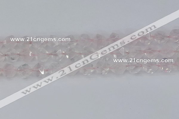 CRQ404 15.5 inches 12mm faceted nuggets rose quartz beads