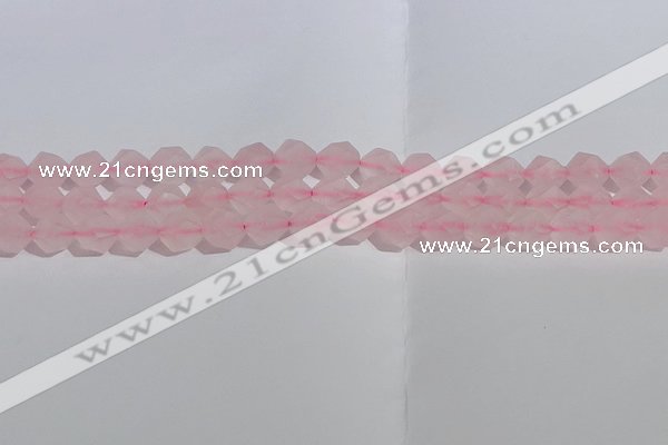 CRQ407 15.5 inches 8mm faceted nuggets matte rose quartz beads