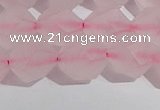 CRQ409 15.5 inches 12mm faceted nuggets matte rose quartz beads