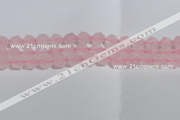 CRQ409 15.5 inches 12mm faceted nuggets matte rose quartz beads