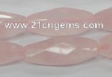 CRQ41 15.5 inches 14*32mm faceted rice natural rose quartz beads